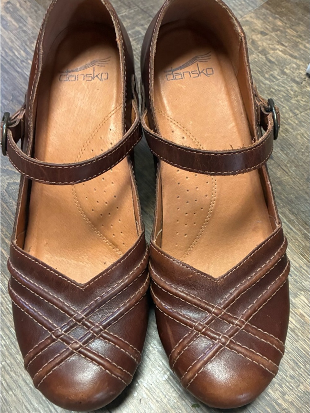 Dansko Brown Leather Mary Jane Clogs